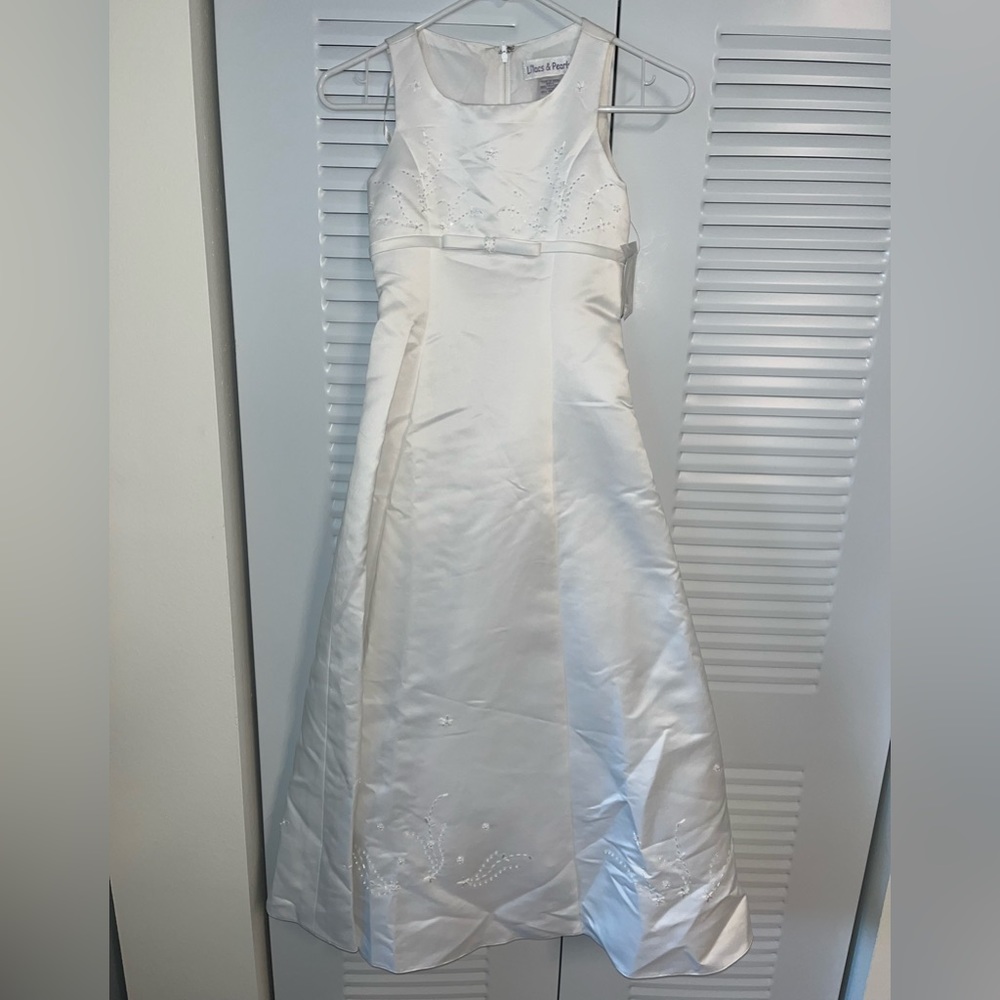 Lilacs and Pearls white kids dress